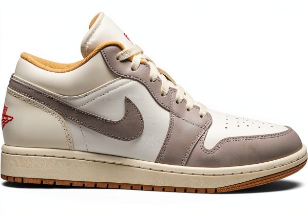Air Jordan 1 Low Men's Shoes Sail College Grey Hemp Fire Red Size 7.5-1